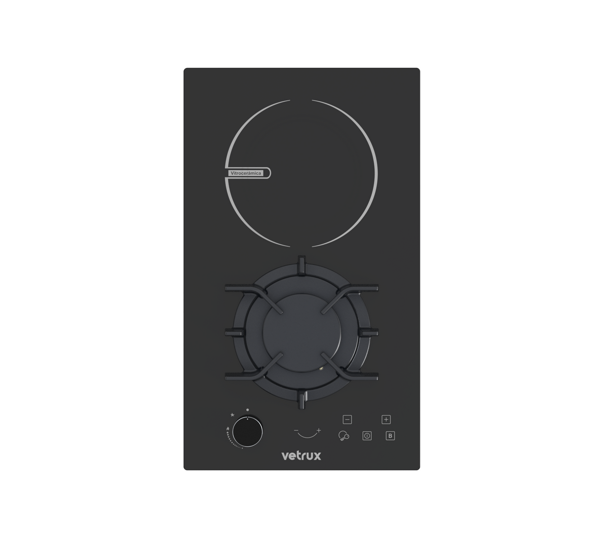 Tope de cocina dual gas/elect 2 hornillas 30cm (11") 110V negro Flexi Vetrux