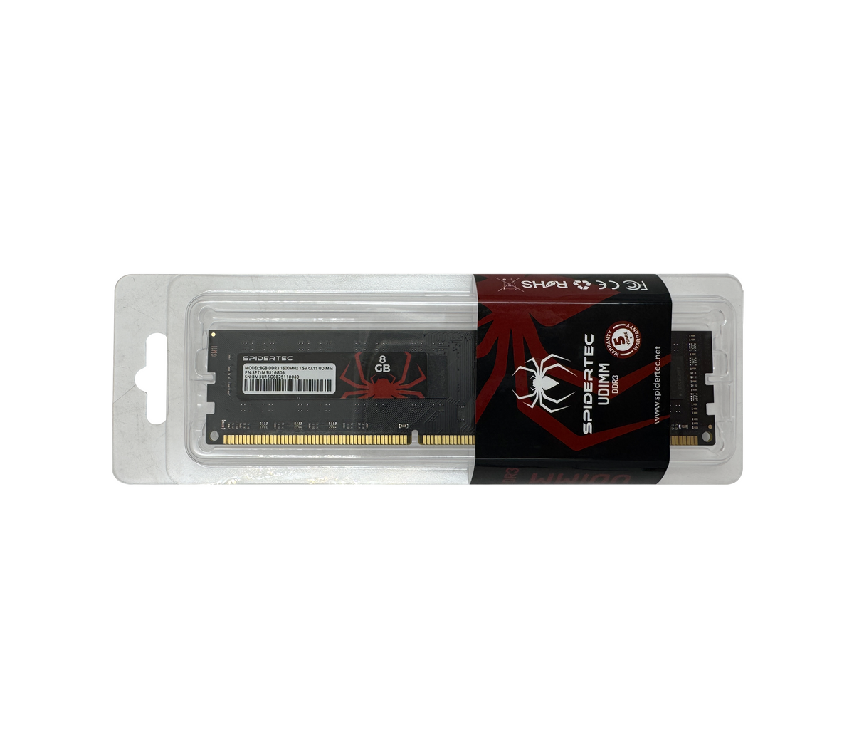 Memoria RAM 8GB DDR3 Udimm 1600MHZ Spidertec
