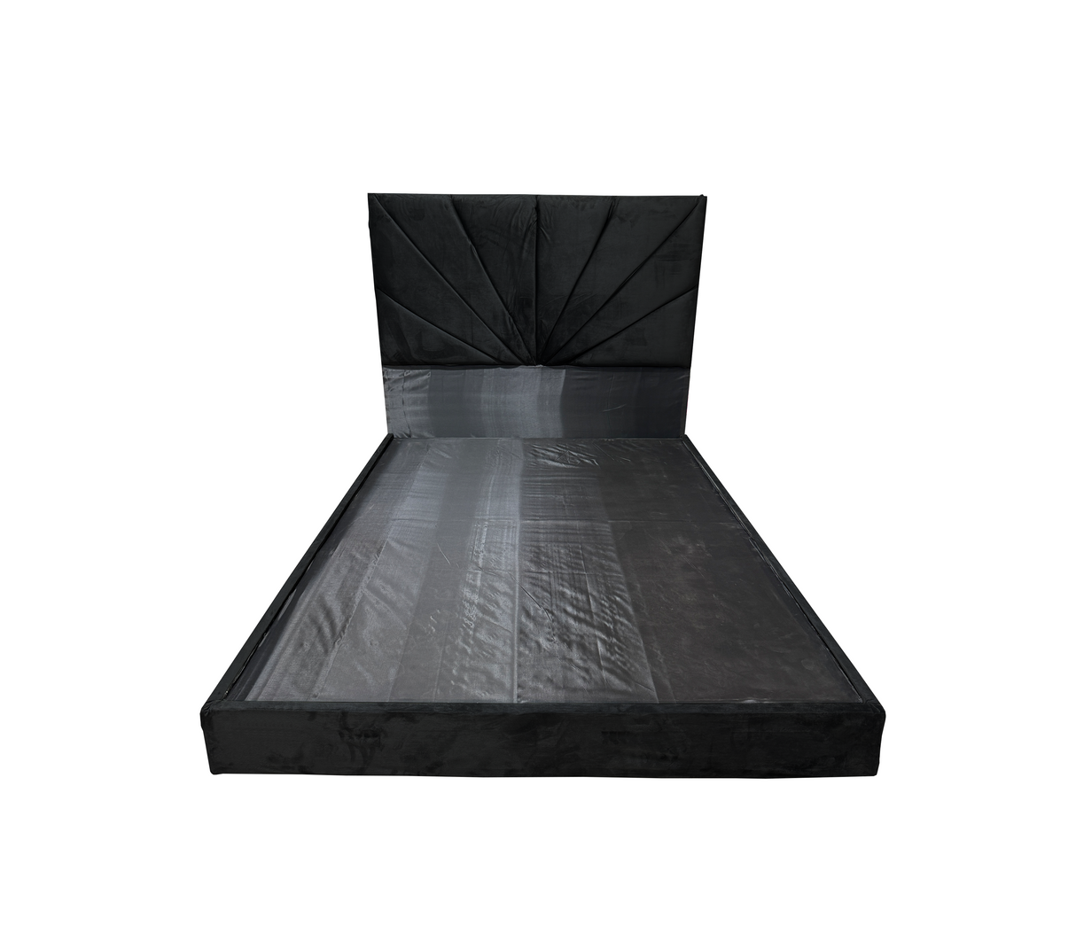 Box spring matrimonial sencillo con copete tela de gamuza diseño en V Fabricadora Man