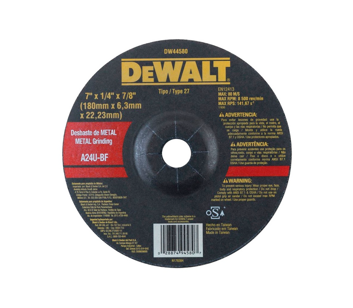 Disco de desbaste 7x1/4x7/8" Dewalt