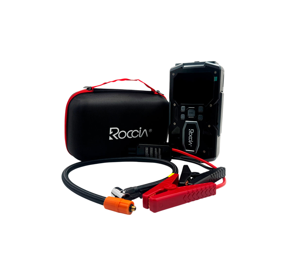 Arrancador de baterías y compresor de aire portátil 12v Roccia