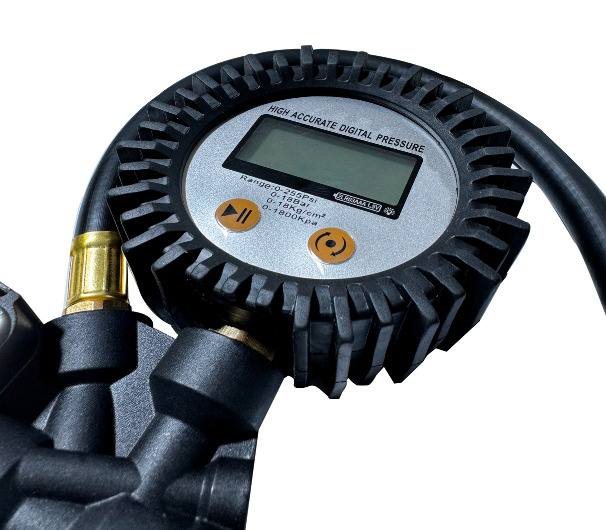 Inflador y calibrador de presión con manómetro digital Roccia