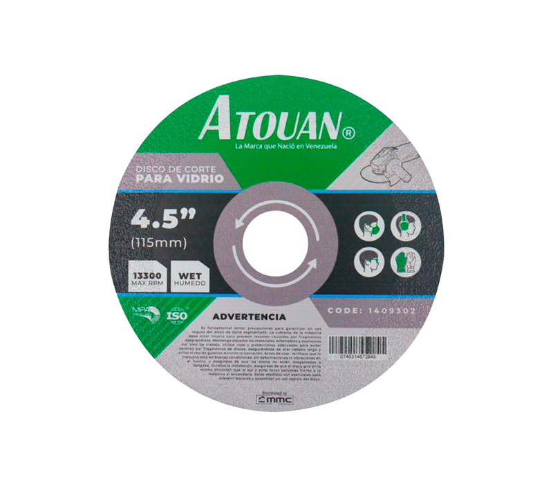 Disco corte diamantado para vidrio 4.1/2" Atouan