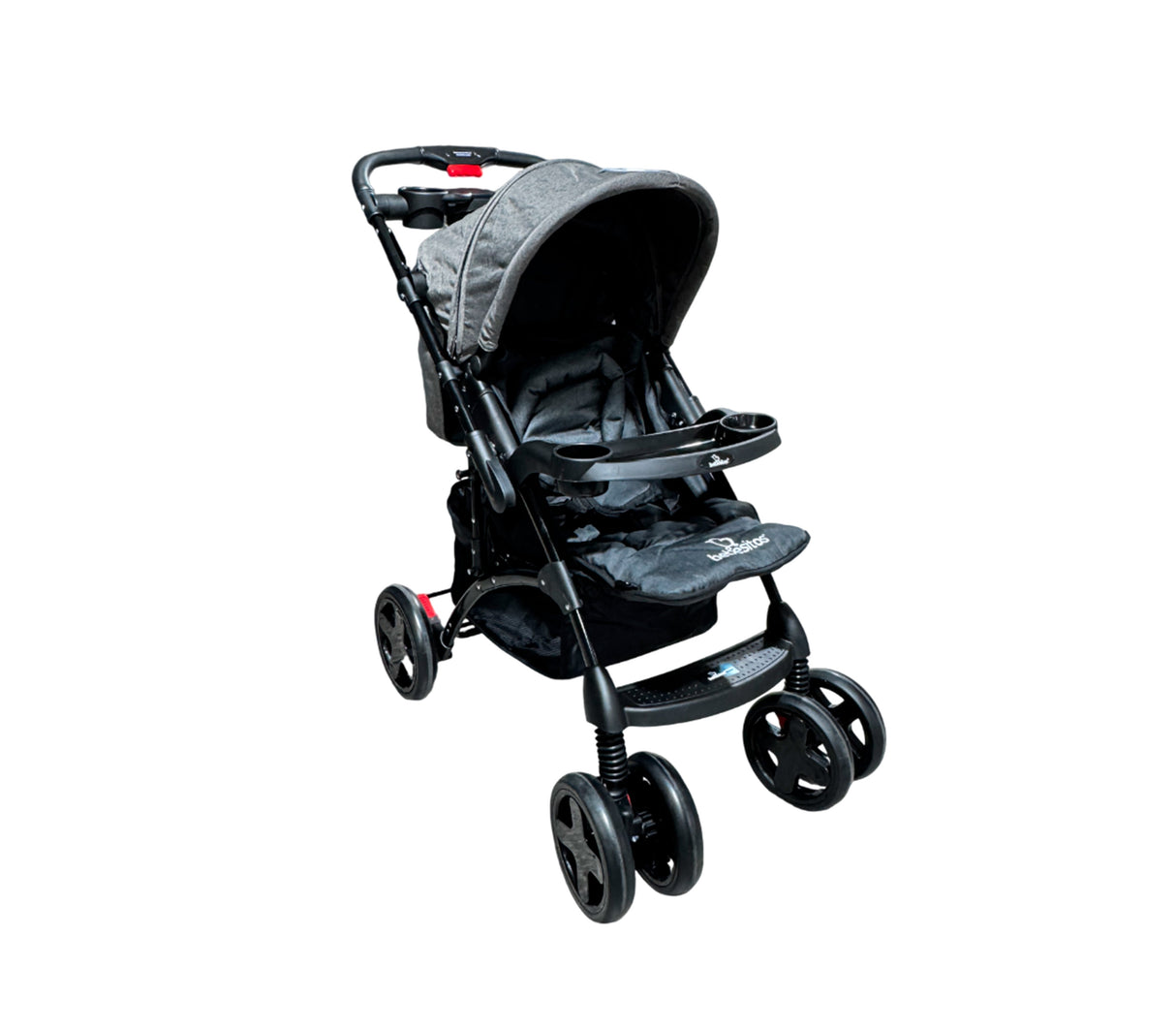 Coche para bebe con porta vaso gris Bebesitos