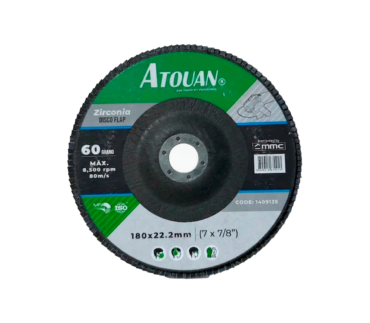 Disco Flap 7" x 7/8" grano 60 zirconia Atouan
