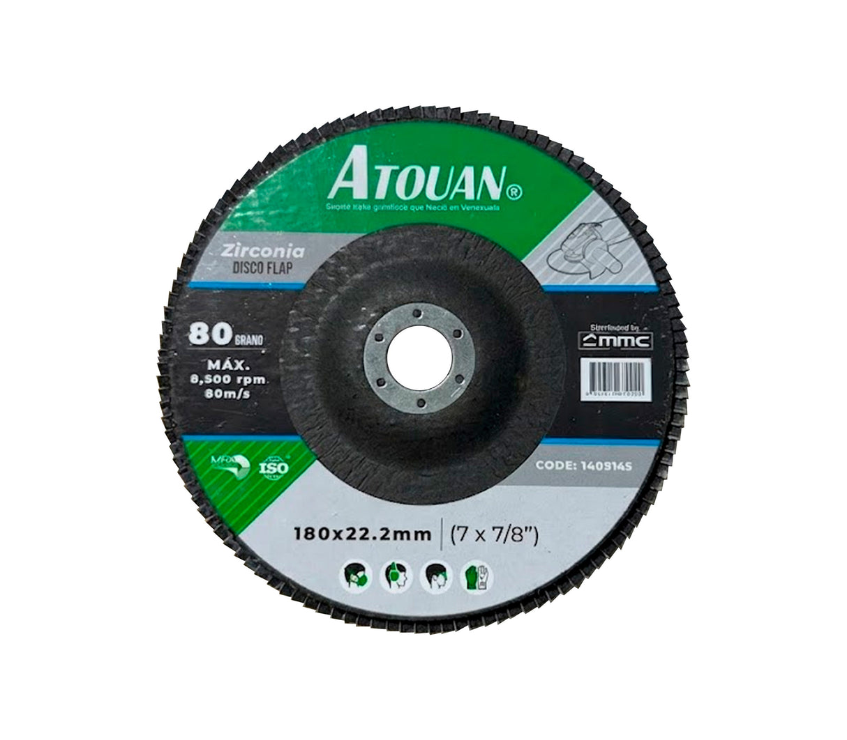 Disco Flap 7" x 7/8" grano 80 zirconia Atouan