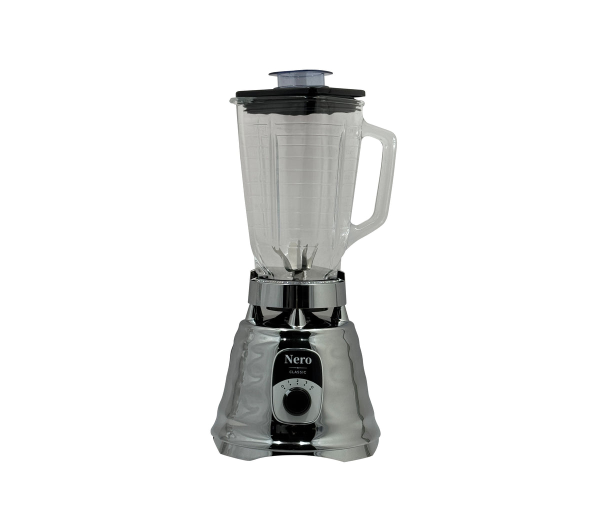 Licuadora vaso de vidrio profesional plus 3 velocides 1.25 litros 850W cromado Nero