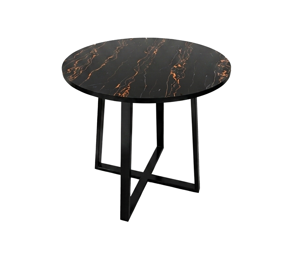 Mesa de comedor 4 puestos con marmolizo oscura redondo Powerfik