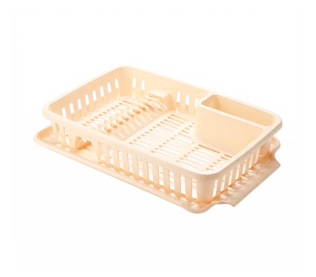 Escurridor de platos y bandeja pequeña plástico beige Manaplas