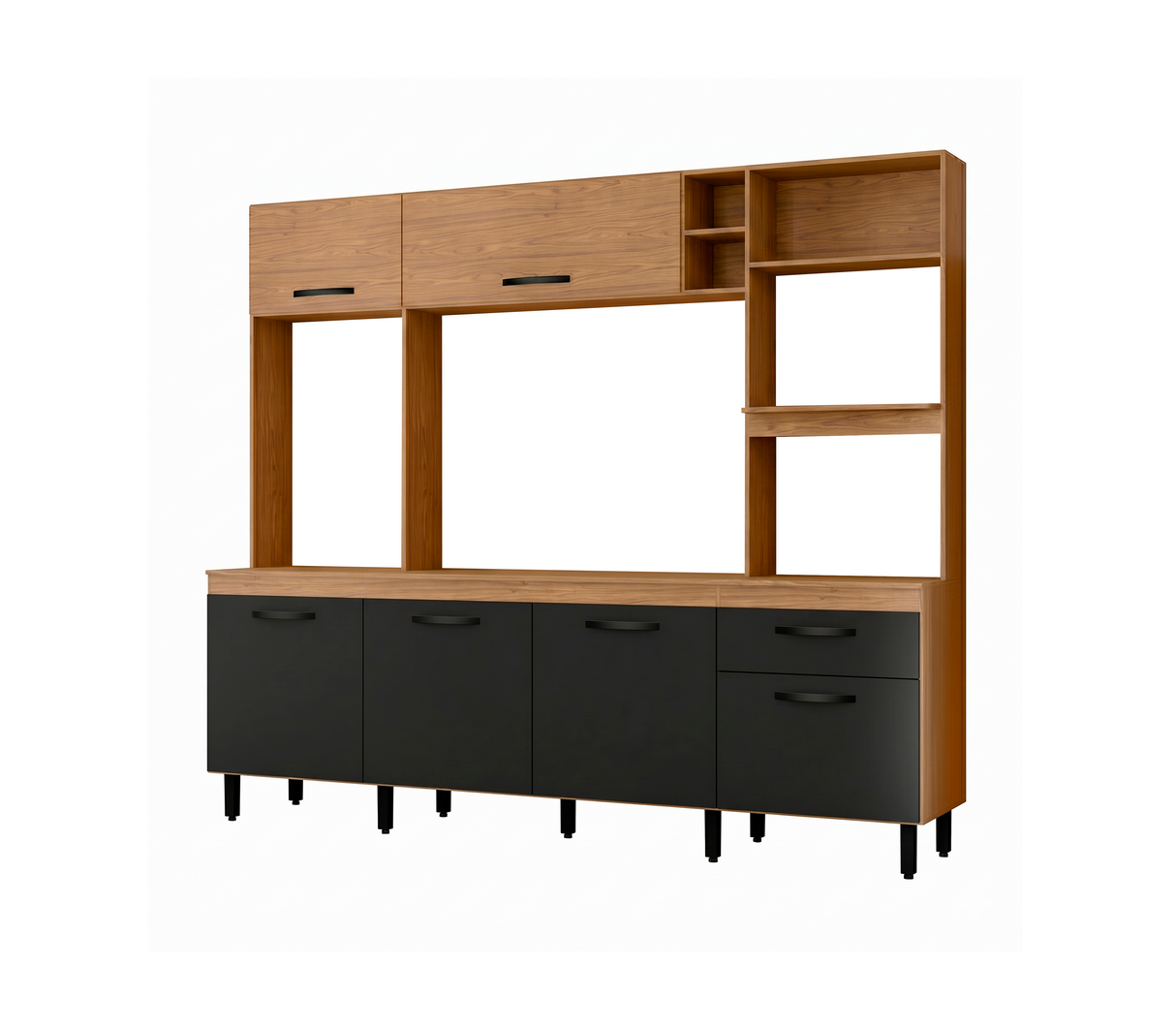 Mueble de Cocina Compacta Zoe Freijo/Nero Mx Moveis