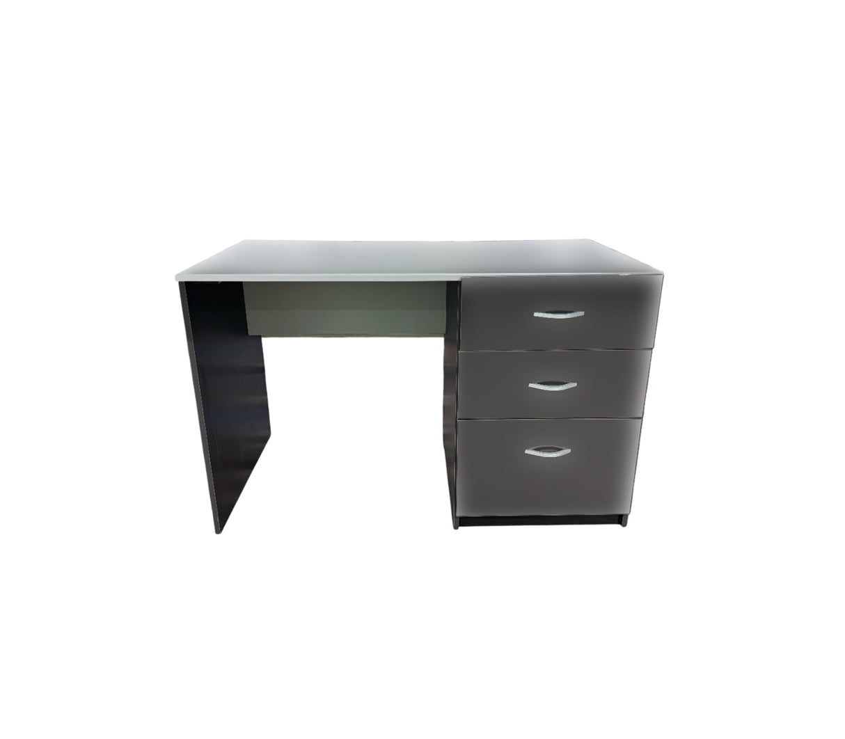 Escritorio de oficina en melamine alto brillo 3 gavetas fab.nacional gris claro/oscuro Powerfik