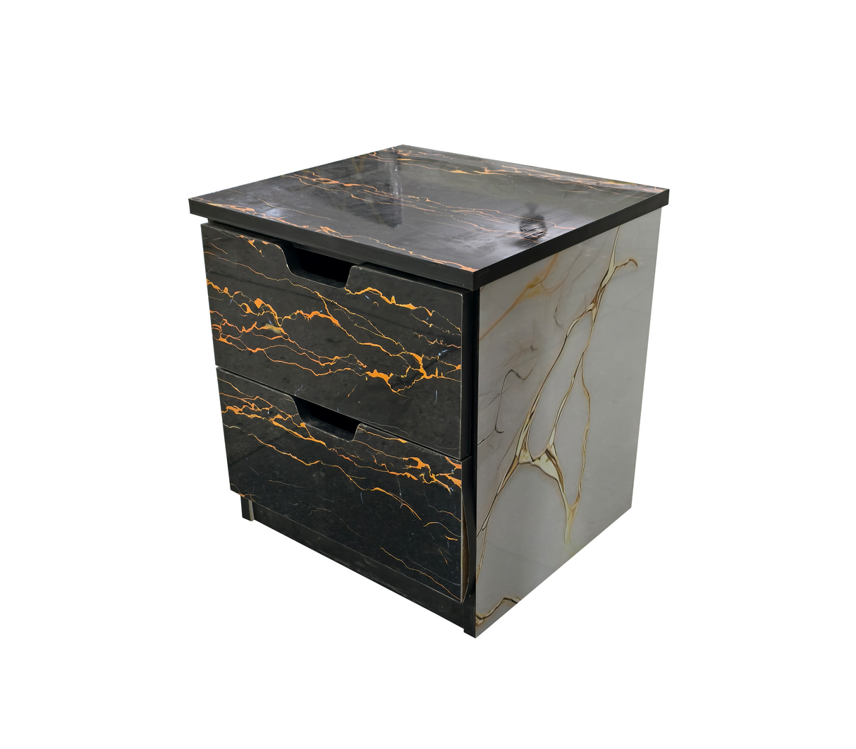 Mesa de Noche en PVC Marmolizado 2 Gavetas Powerfik