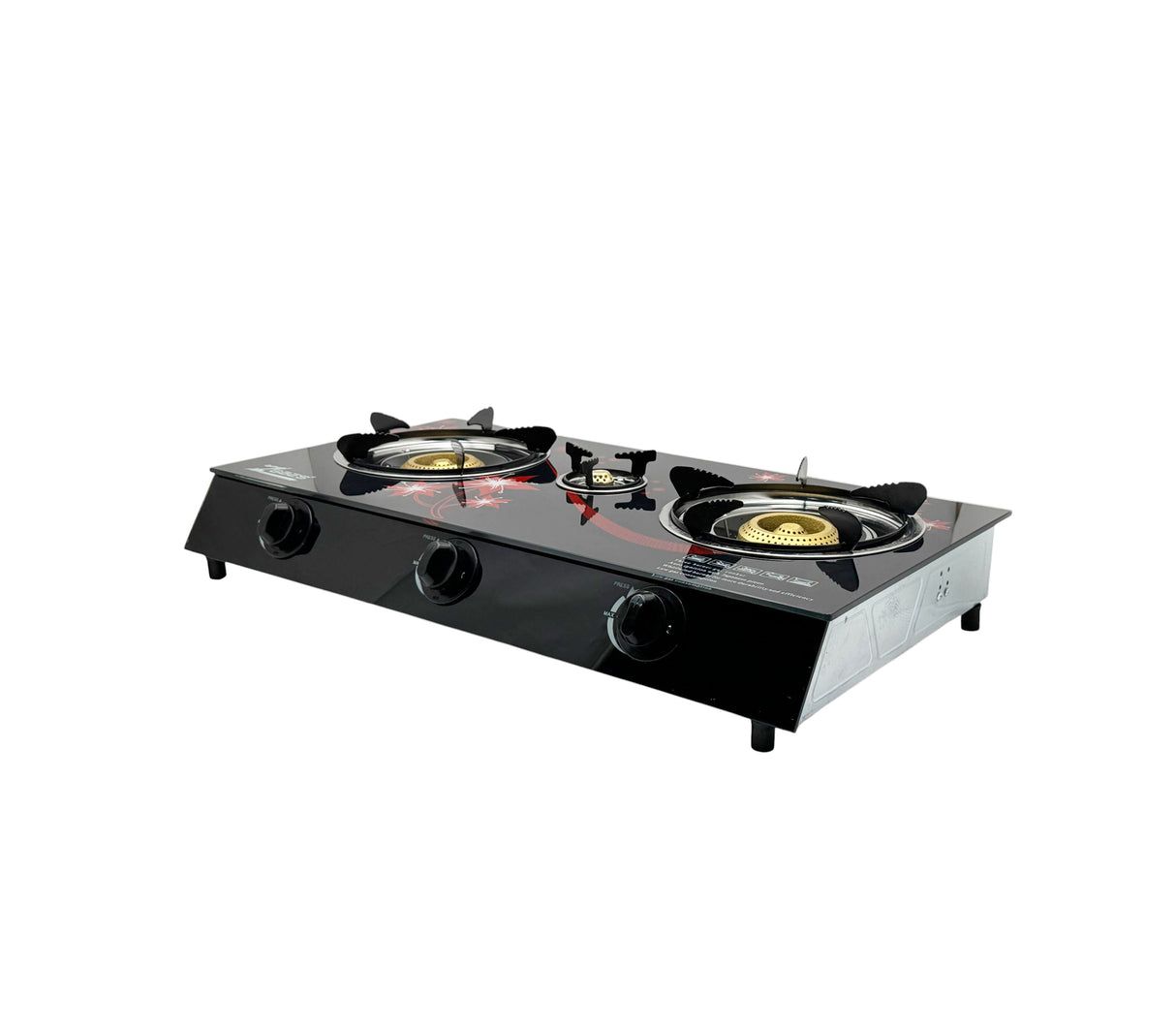 Cocinita a gas 3H negra flores ZGBES Gippon