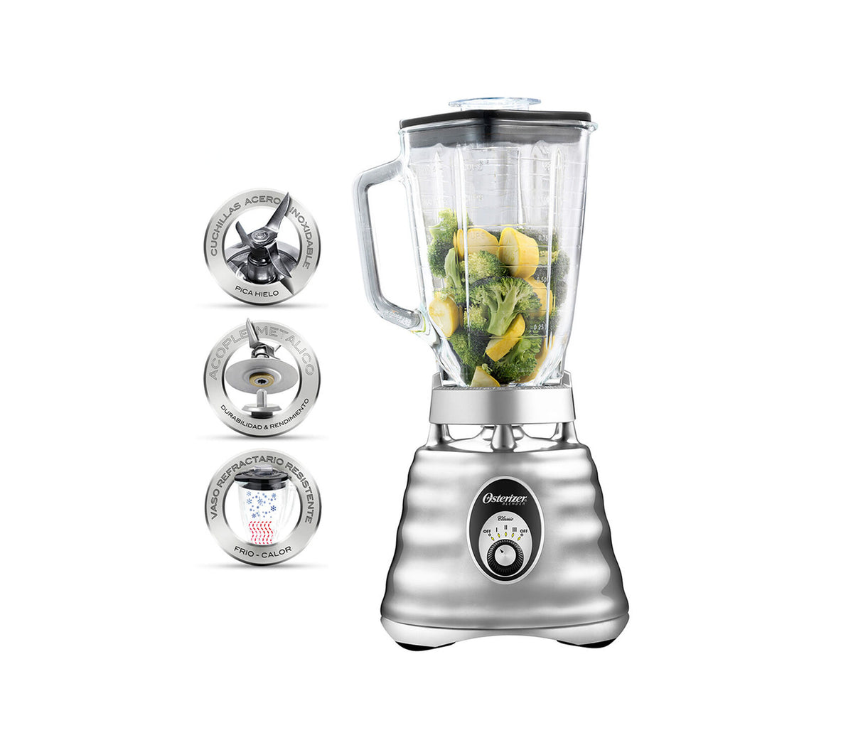 Licuadora 3 vel cromada clásica v/vidrio Oster