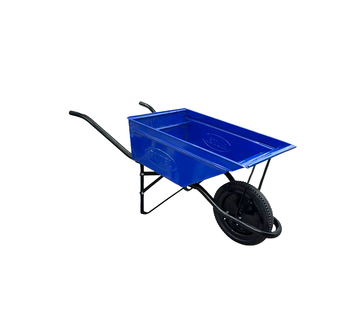 Carretilla de construcción guerrera maciza 110 litros azul Rutel