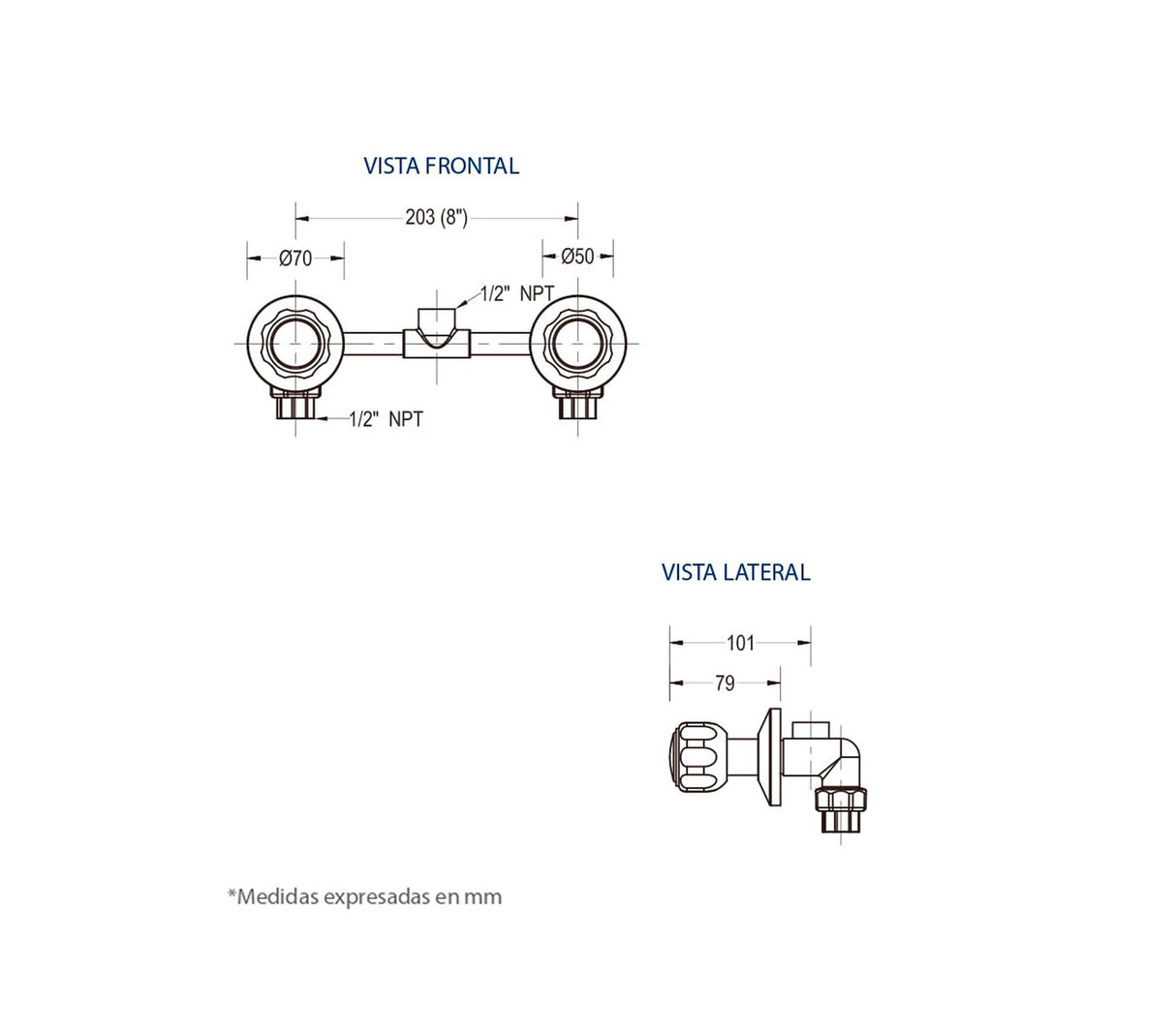 Grupo ducha doble 1/2" Pomo FP