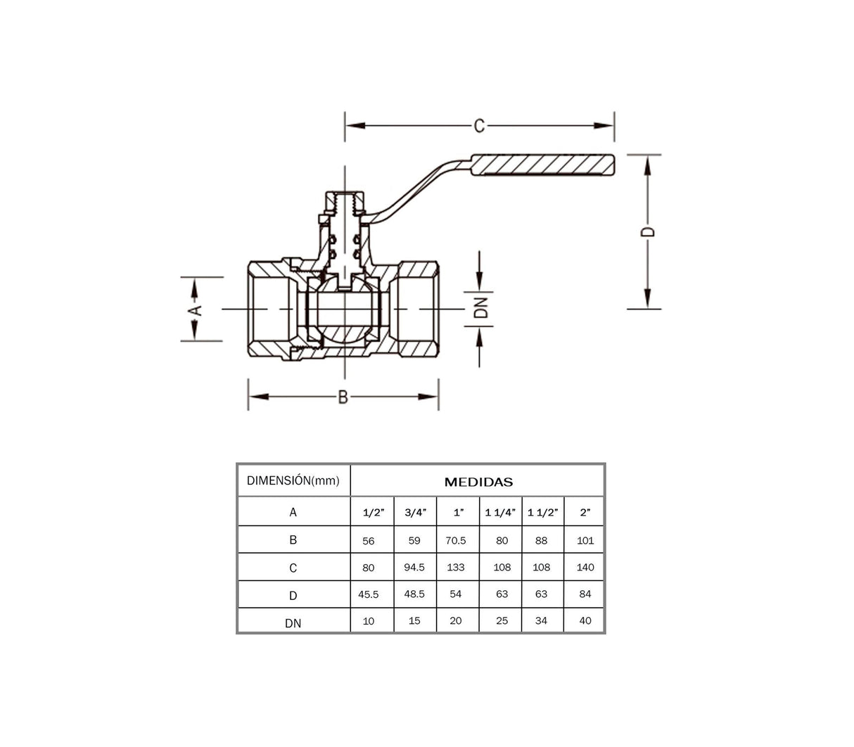 Llave de bola paso reducido FP