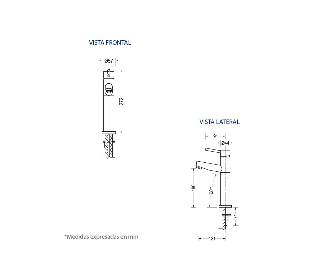 Grupo lavamanos monomando G.O 180 C/D FP