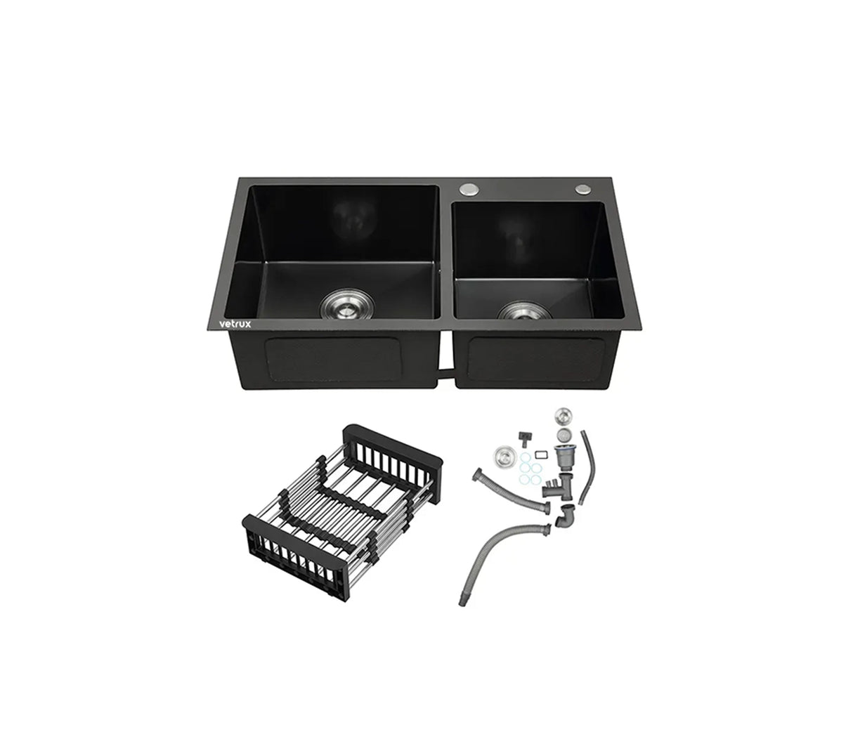 Fregadero Flusso 78 Dual 2 tinas + accesorios acero inox Vetrux