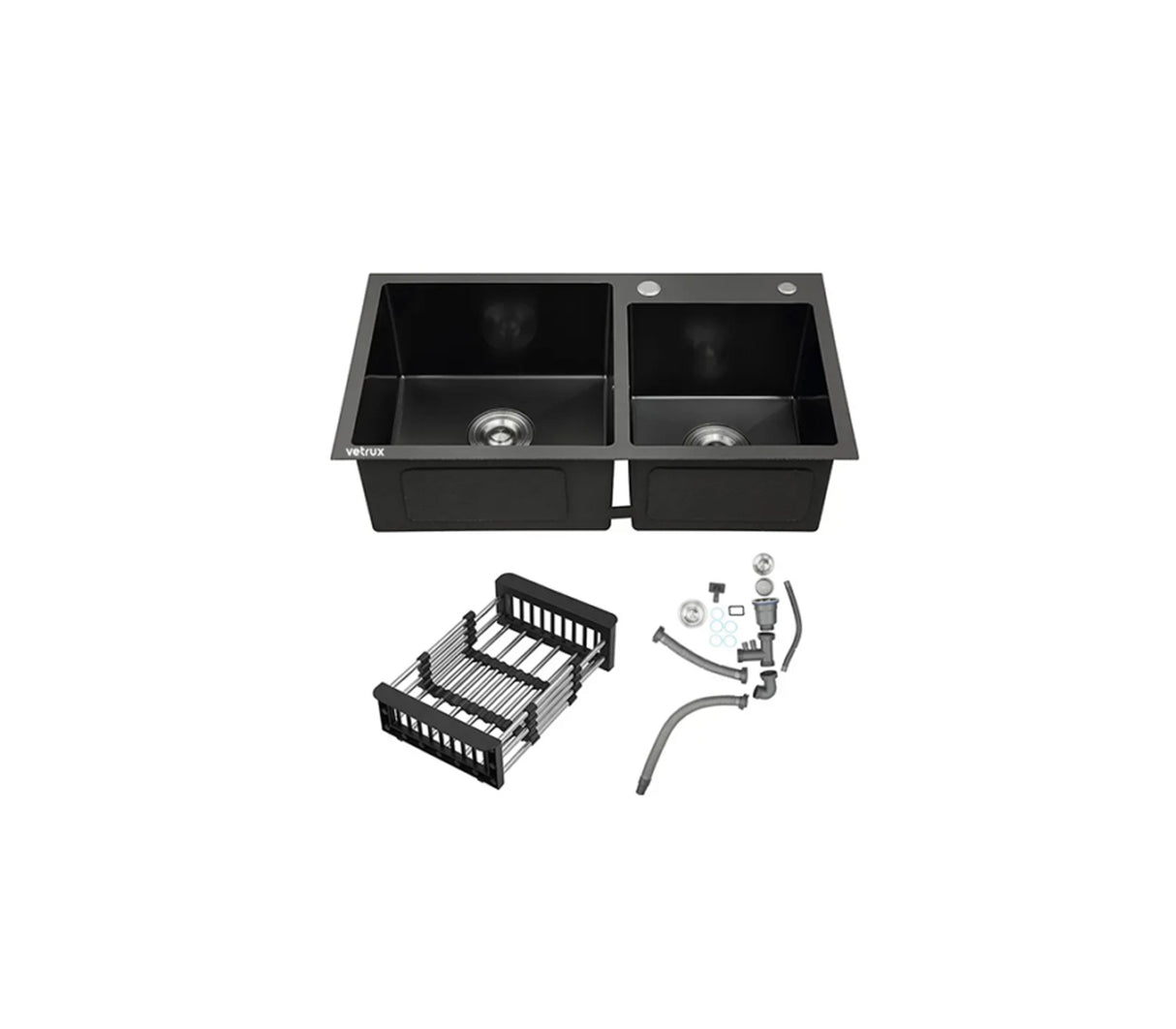 Fregadero Flusso 82 Dual 2 tinas + accesorios Acero inox Vetrux