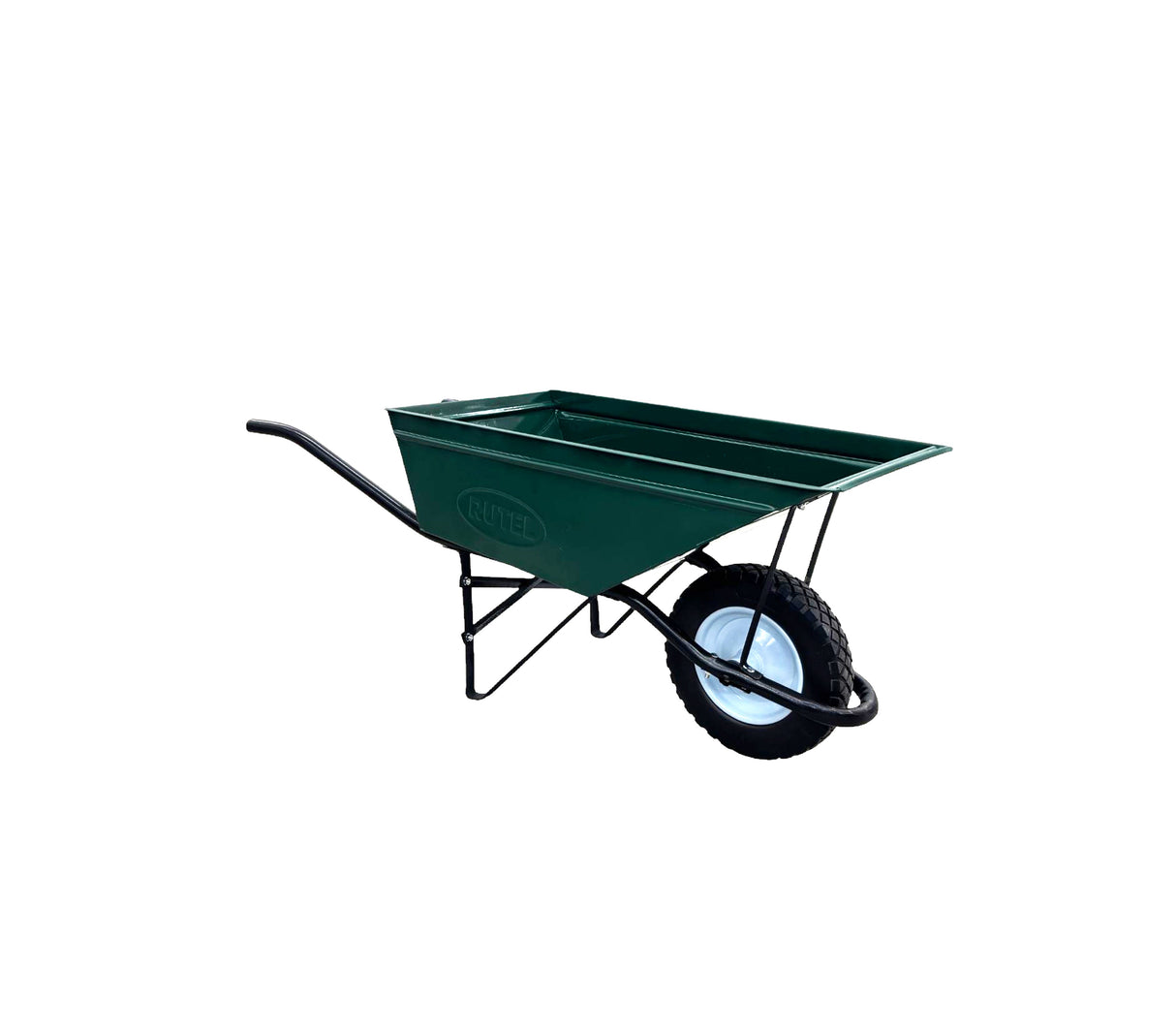 Carretilla construcción guerrera semi-neumática 140 litros verde Rutel