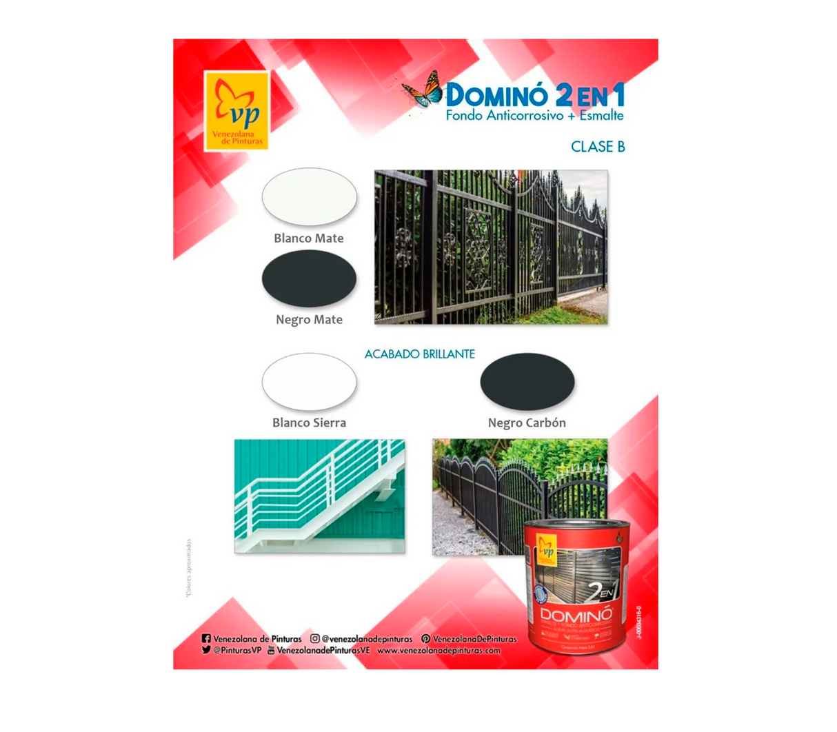 Pintura Dominó esmalte 2 en 1 brillante interior/exterior clase B Vp