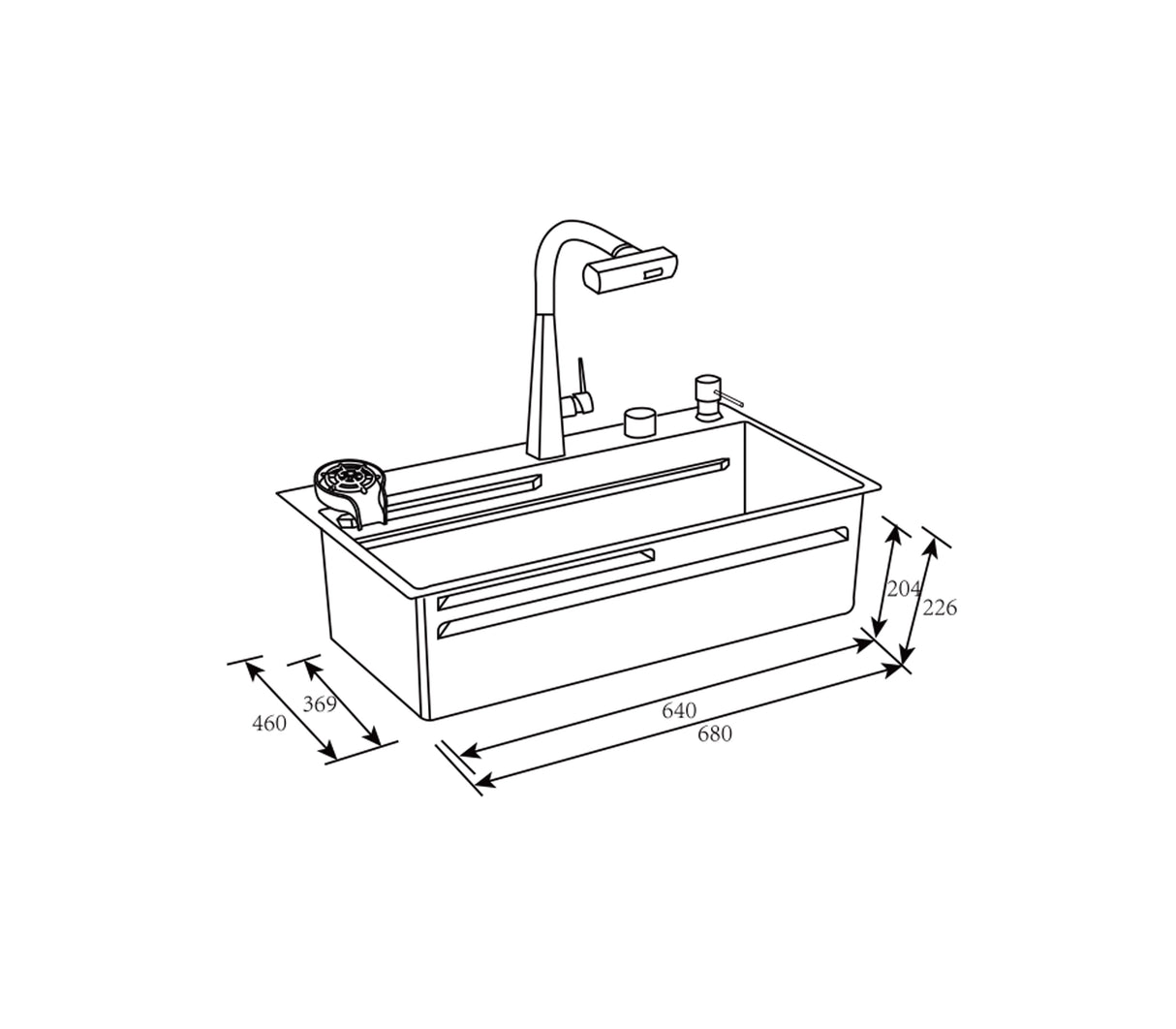 Fregadero Flusso Lite 68 1 tina + accesorios acero inox Vetrux