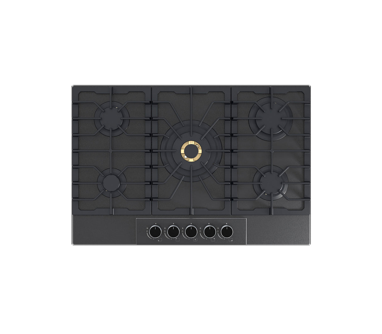 Tope de cocina a gas Italia 5 hornillas 76cm (30") negro Drija