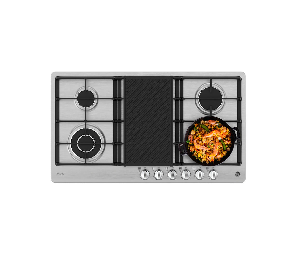 Tope de cocina a gas Profile 6 hornillas 90cm acero/inox General Electric