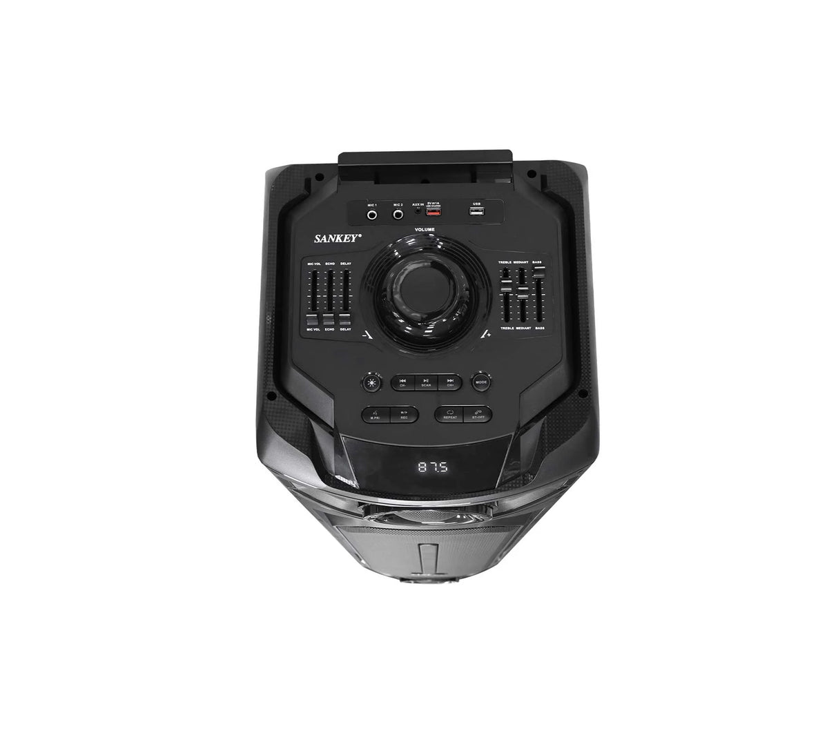 Corneta recargable 10"x3 Subwoofer karaoke/LED/Amplif. cont. y micrófono 100W Sankey