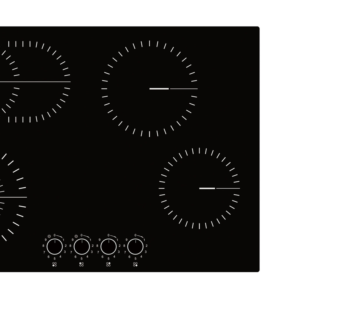 Tope de cocina eléctrico vitro bari 76 4Hornillas 220V 76x51x8 cm negro Drija