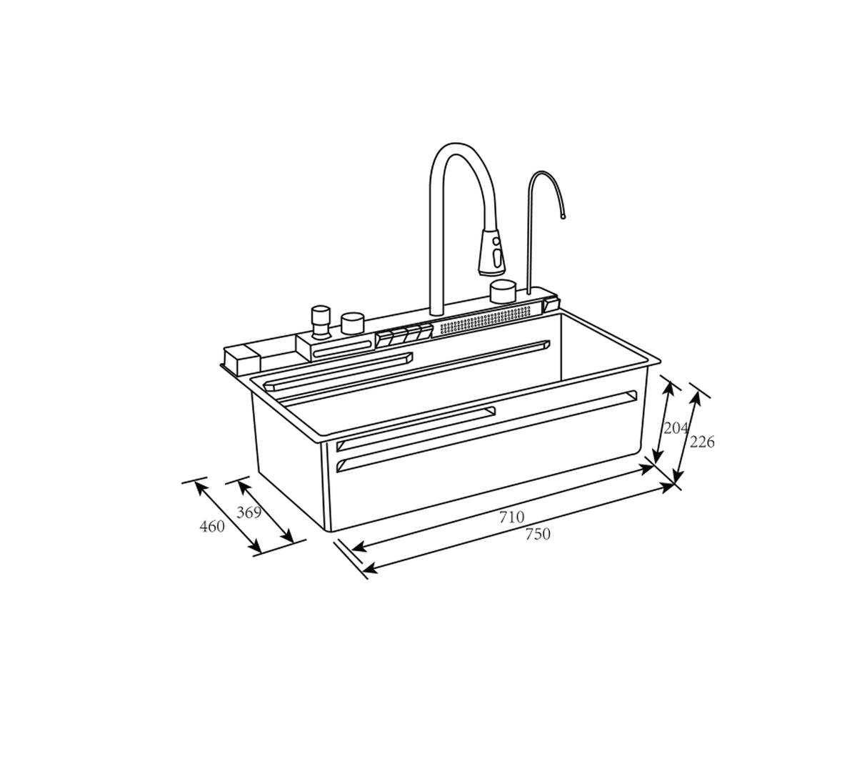Fregadero Flusso Pro 68 1 tina + accesorios acero inox Vetrux