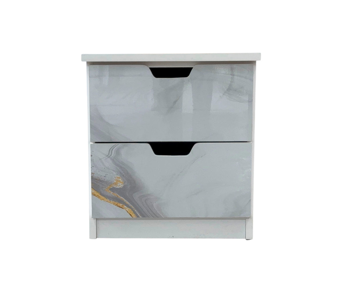 Mesa de Noche en PVC Marmolizado 2 Gavetas Powerfik