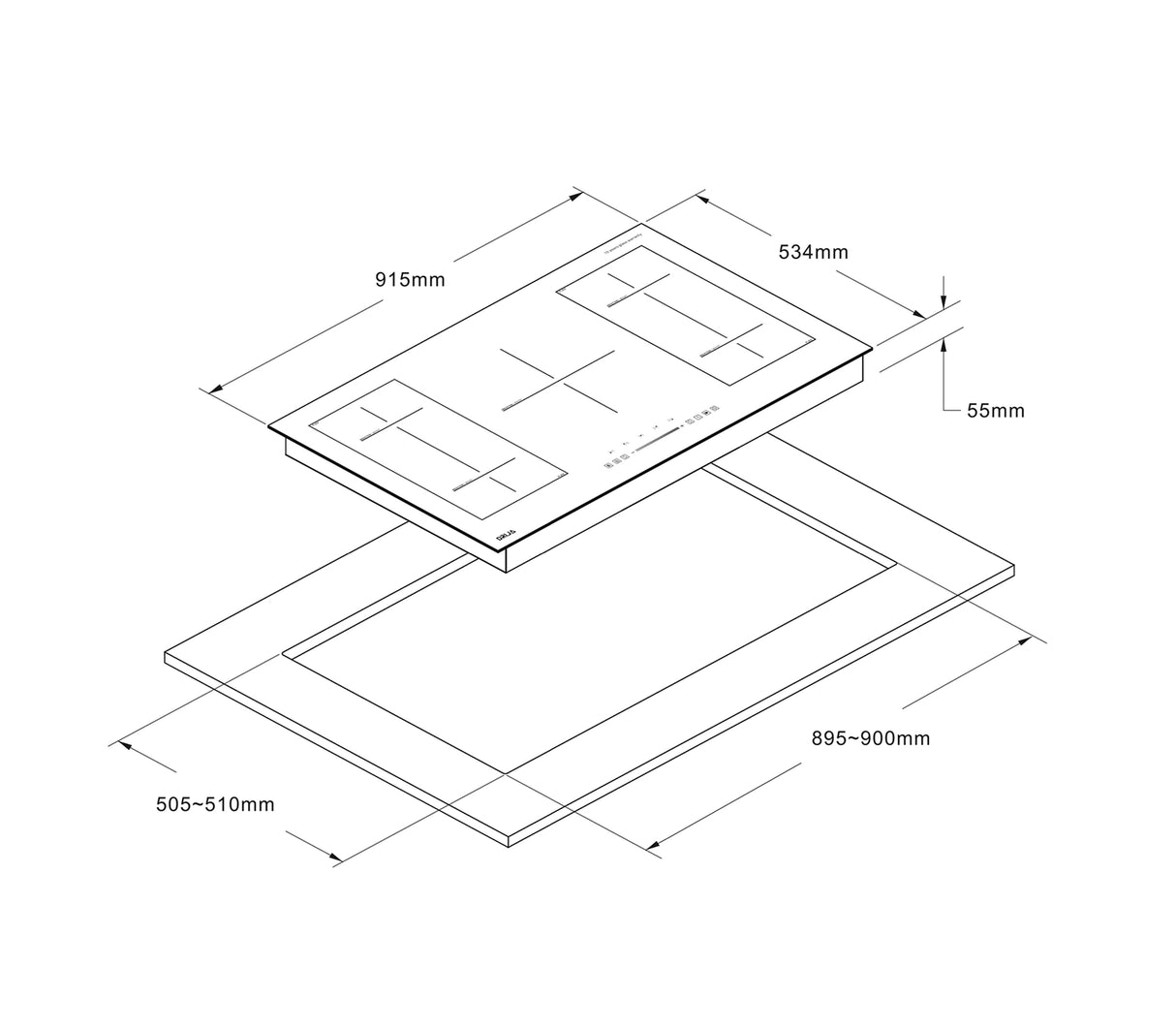 Tope de cocina Induktion Múnich 90cm negro Drija