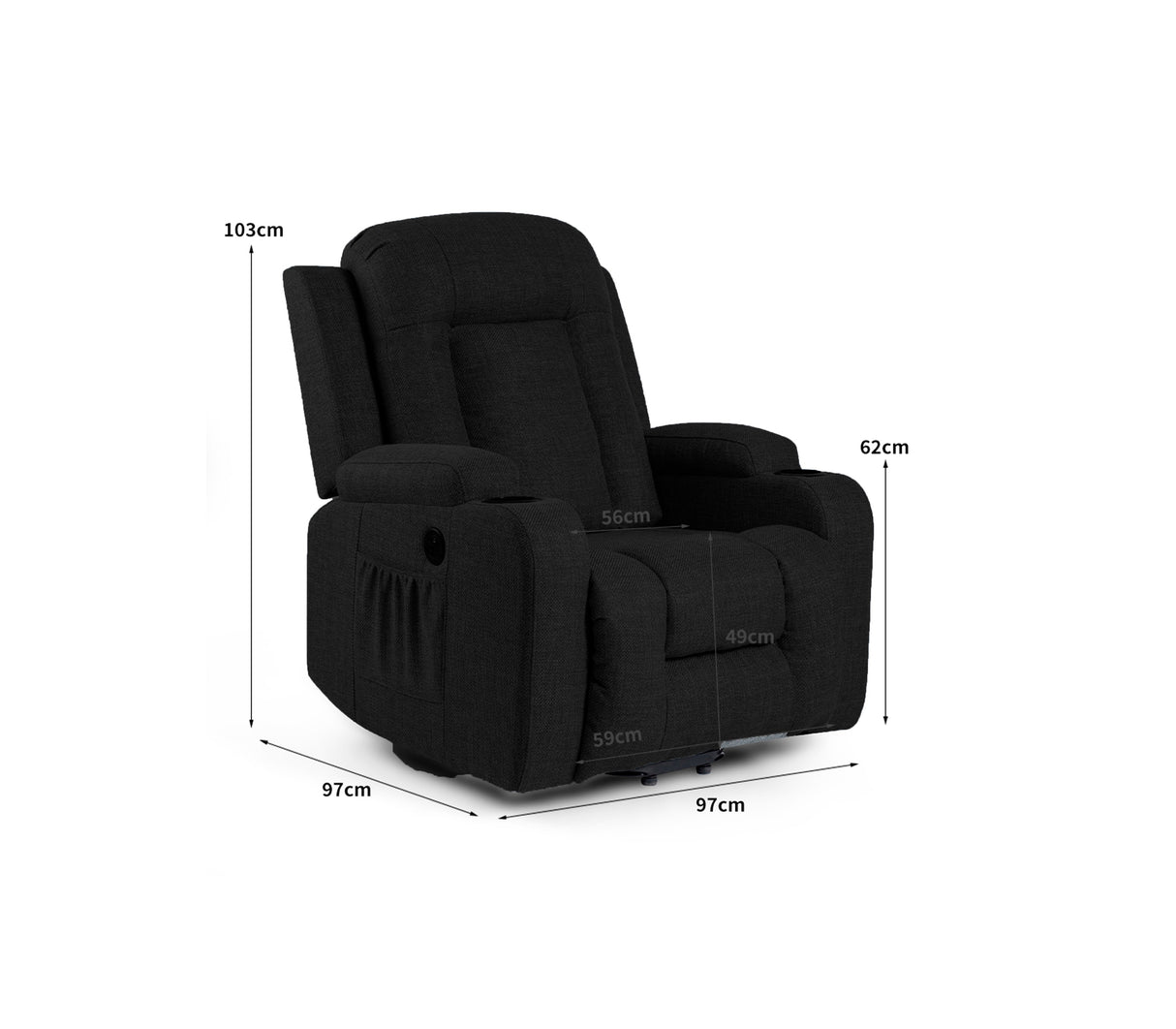 Poltrona/Sillón Reclinable y elevador en Tela de Lino Powerfik