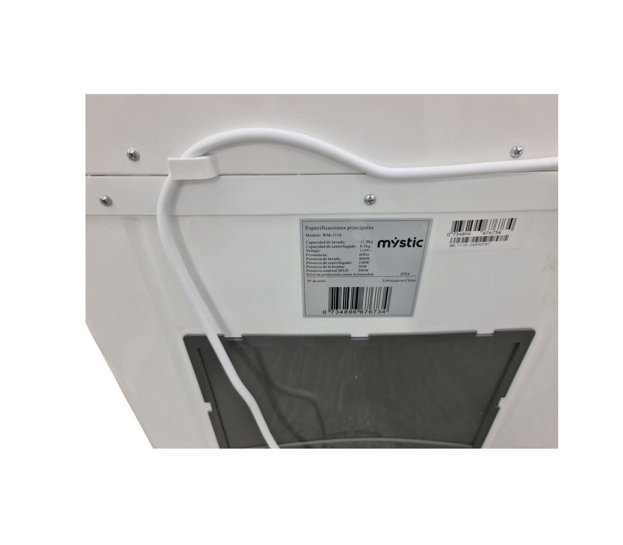 Lavadora semiautomática con bomba doble tina 11kg Mystic