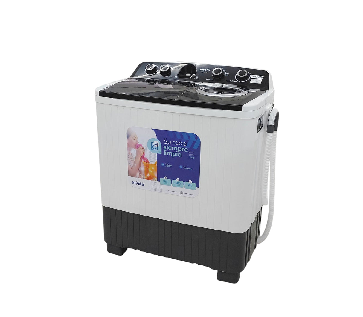Lavadora semiautomática con bomba doble tina 11kg Mystic