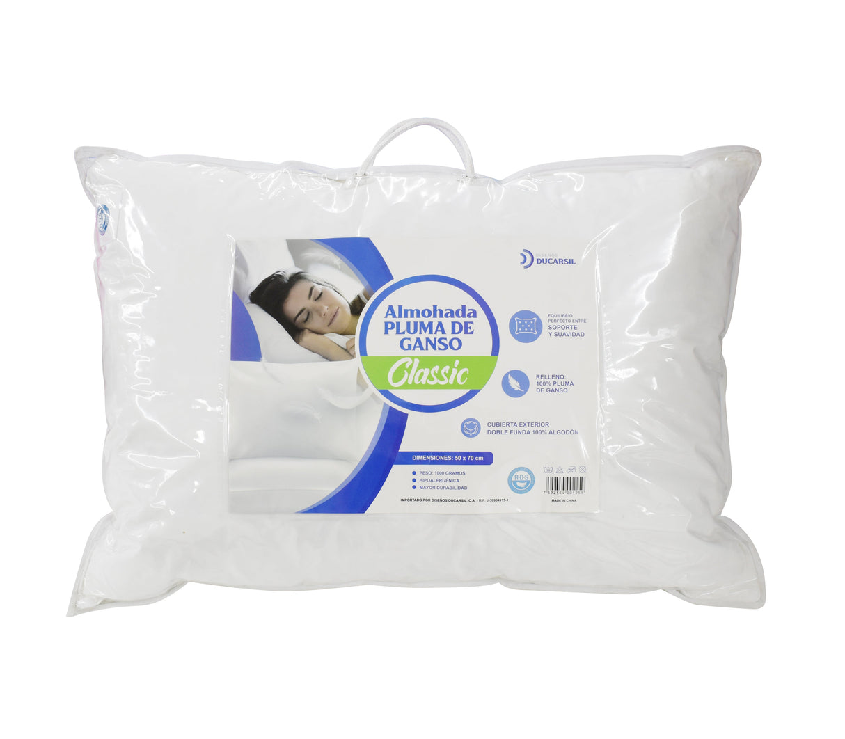 Almohada de plumas de ganzo classic Ducarsil