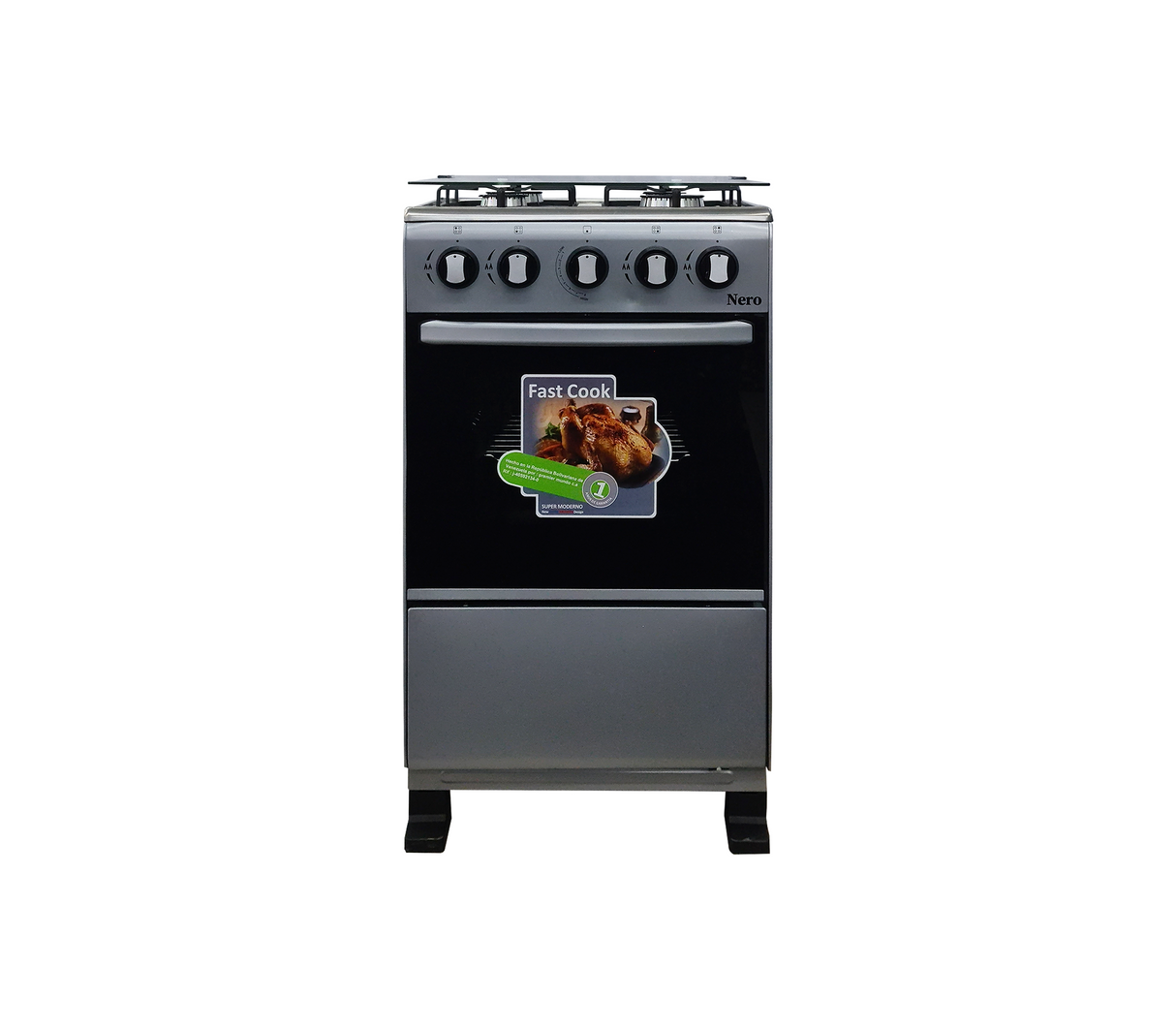 Cocina a gas 20" de piso 4h c/horno gris Nero