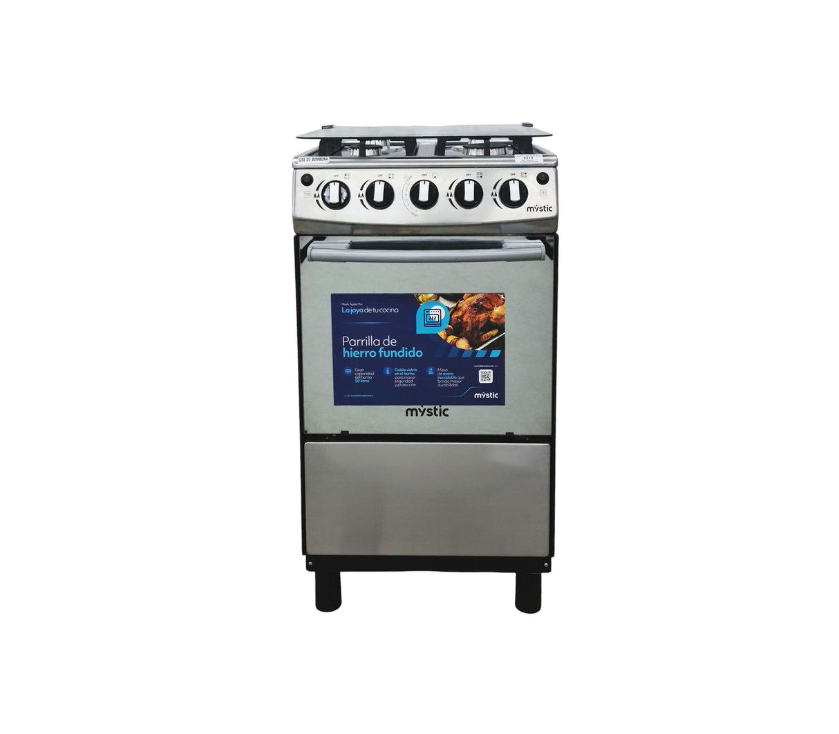 Cocina a gas esmeralda 4 hornillas (20") Acero inoxidable Mystic