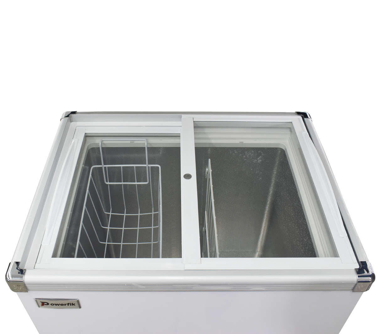 Congelador exhibidor horizontal puerta corrediza blanco 100 litros Powerfik