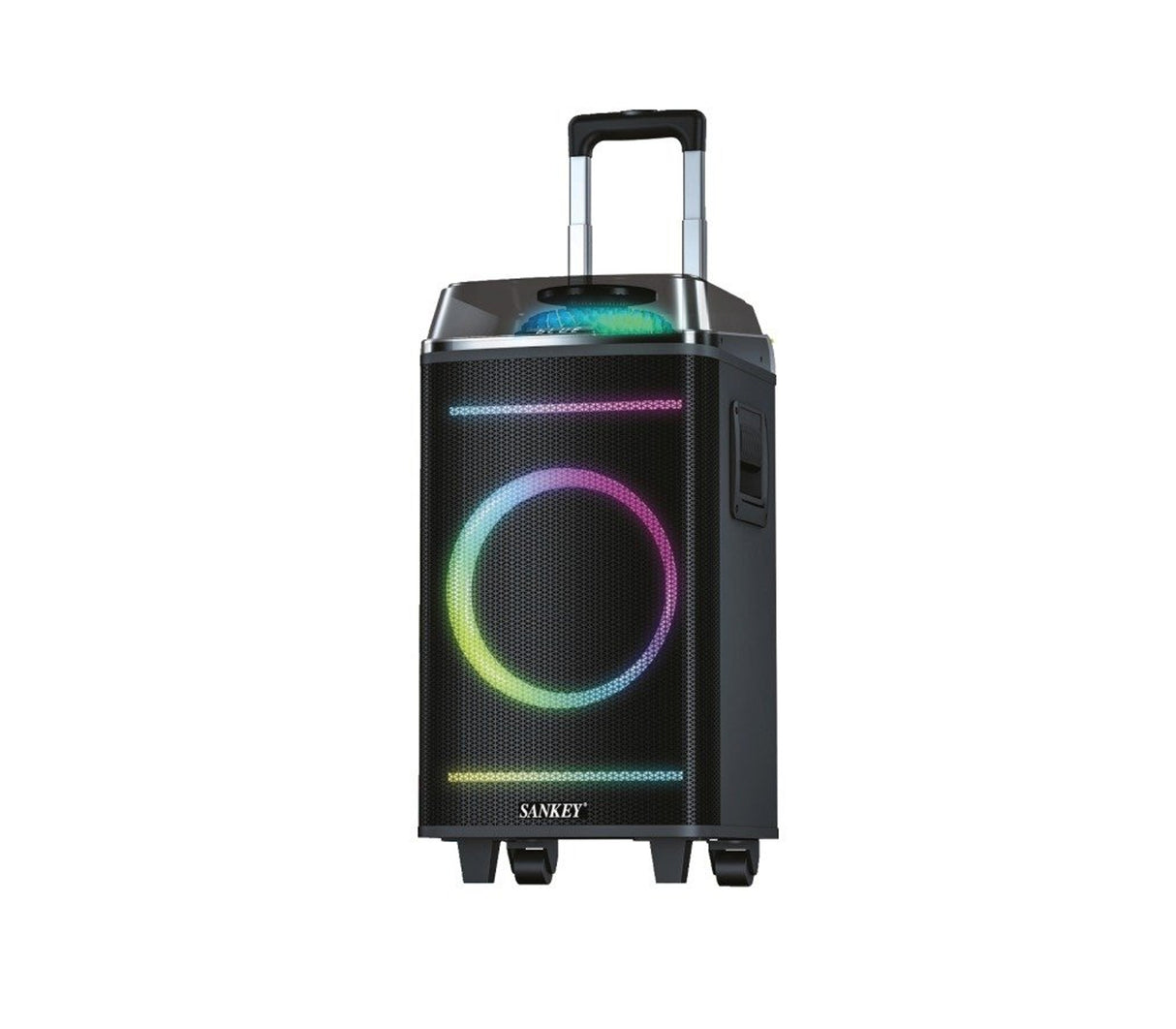 Corneta recargable 10" Subwoofer amplfi/LED/Karaoke 60W con control negro Sankey