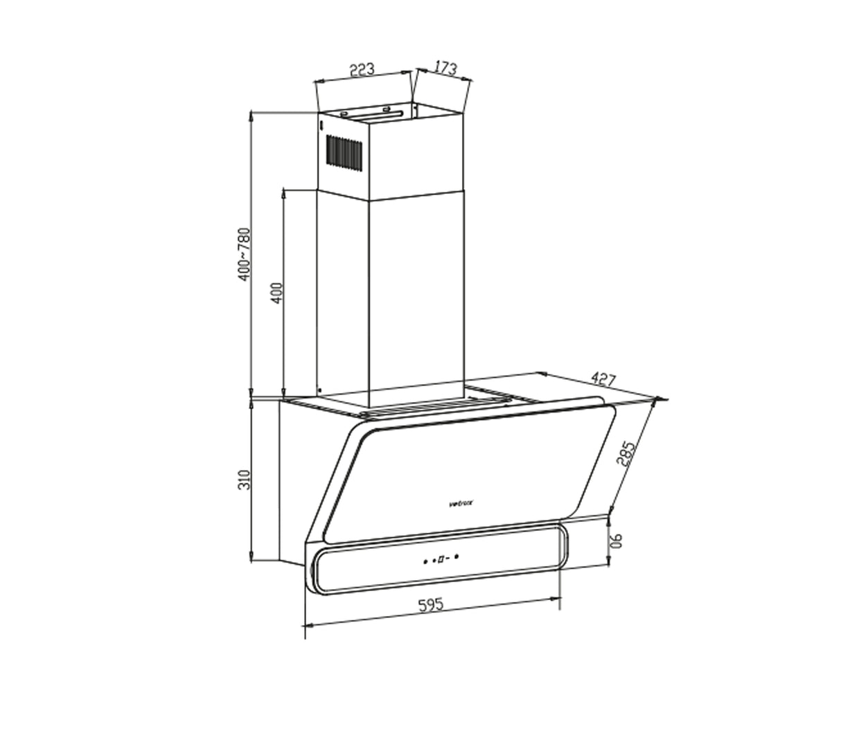 Campana Aura 60cm acero Vetrux