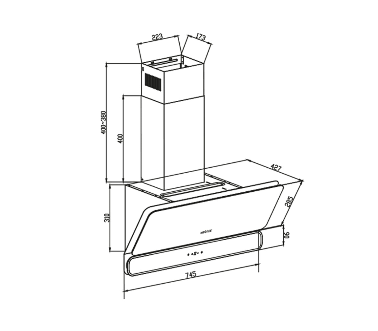 Campana Aura 76cm acero Vetrux