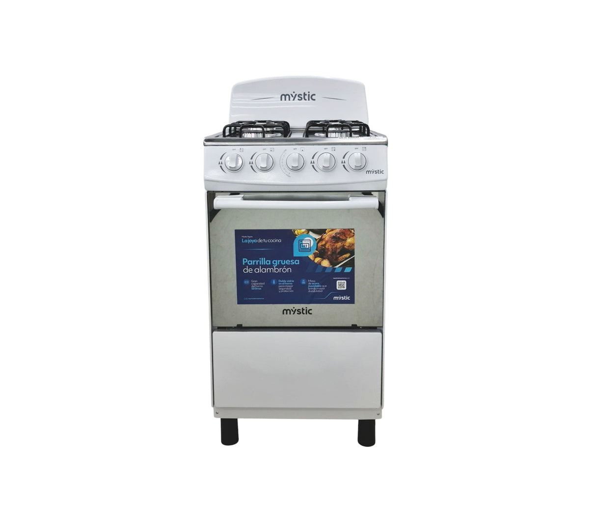 Cocina a gas agata 4 hornillas (20") blanca Mystic