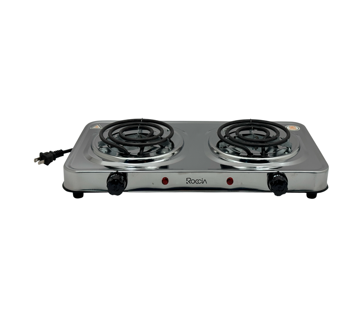 Cocinita eléctrica 2 hornillas de caracol cromada Roccia
