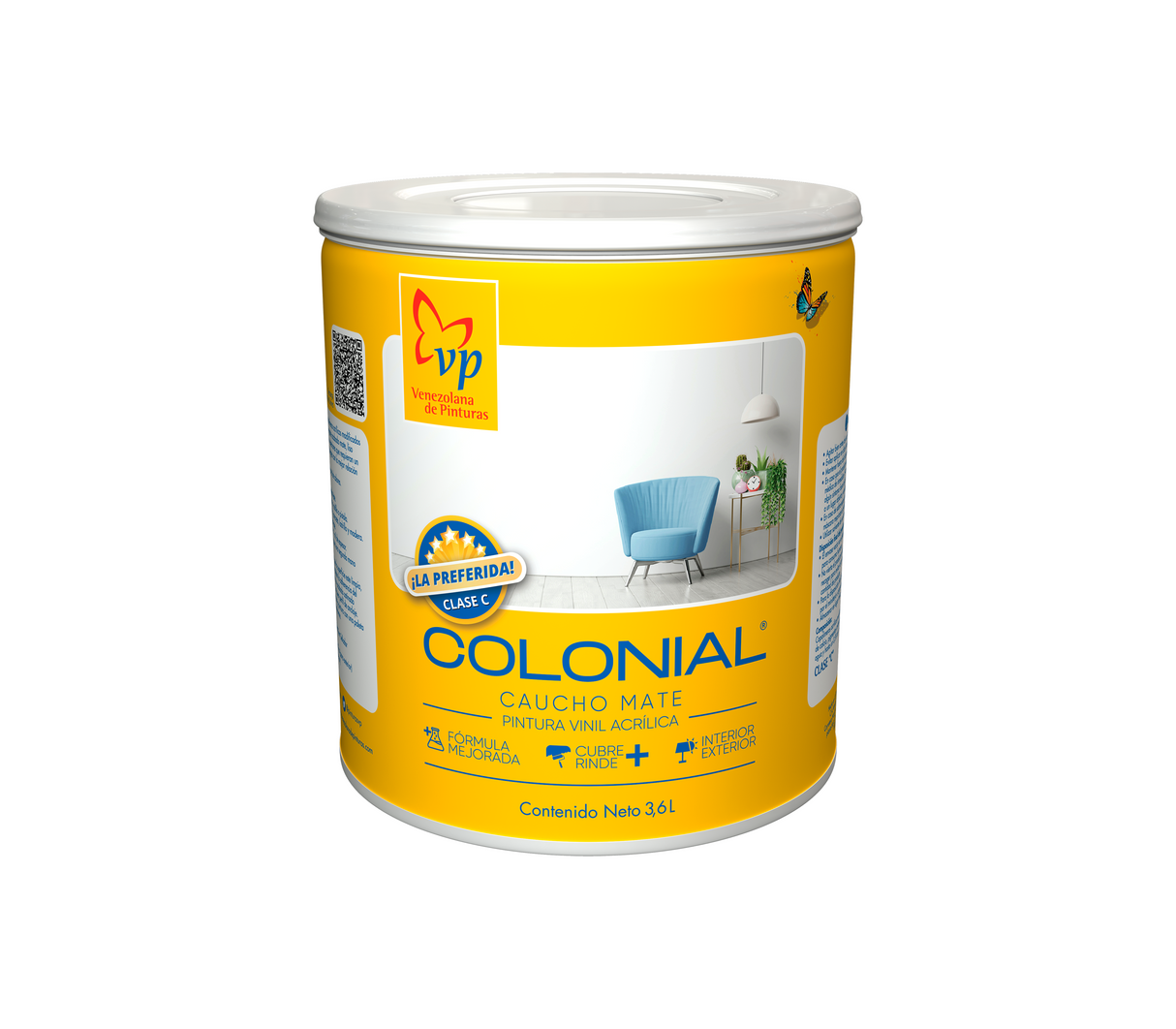 Pintura colonial galón caucho mate interior/exterior clase C Vp