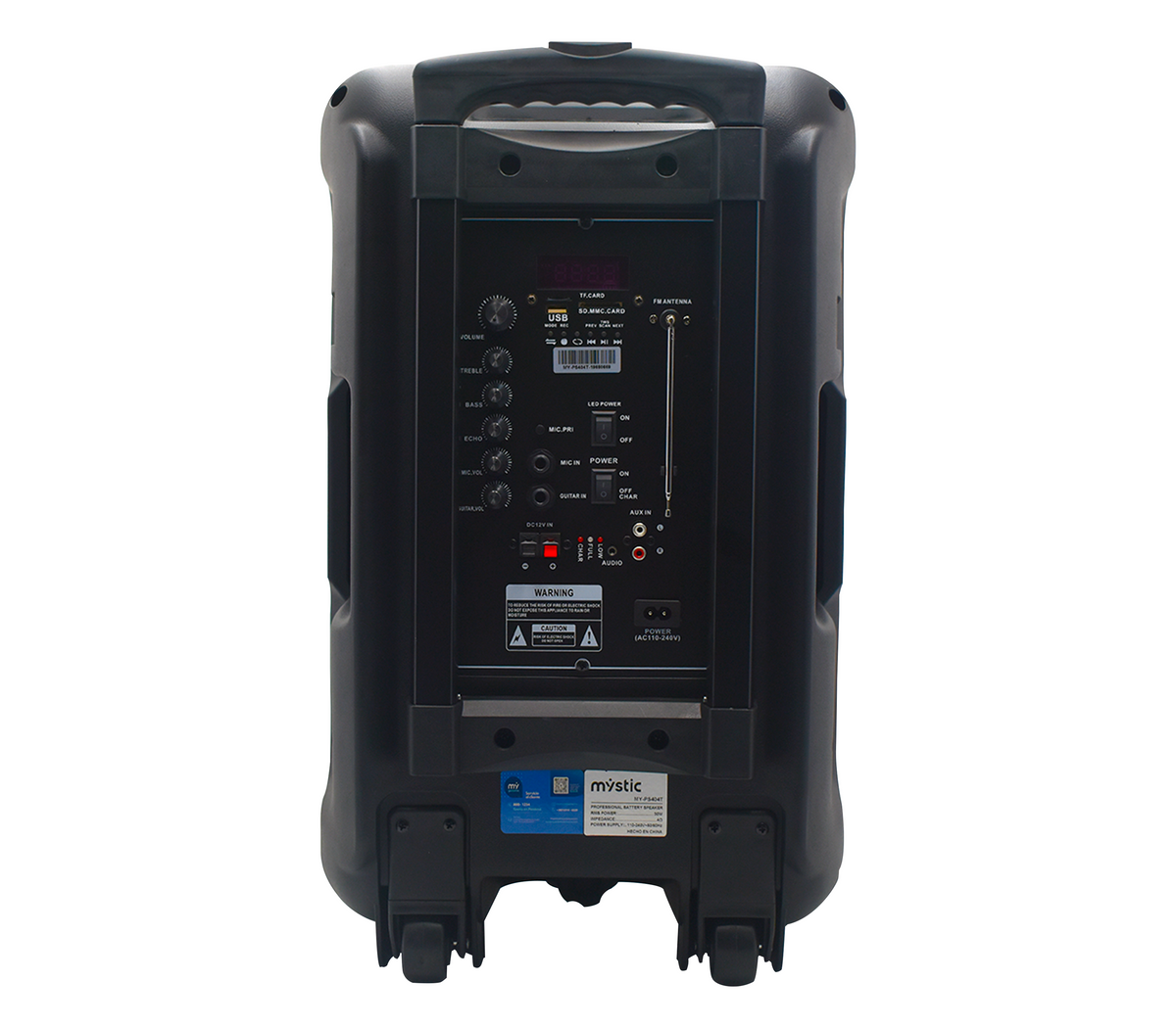 Corneta recargable 12" 30W tipo maleta con micrófono inalámbrico Mystic