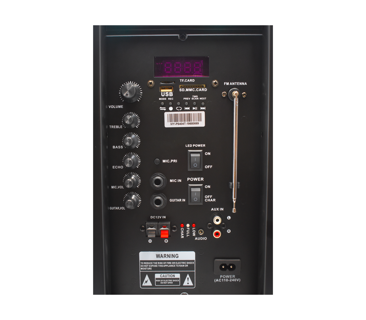 Corneta recargable 12" 30W tipo maleta con micrófono inalámbrico Mystic