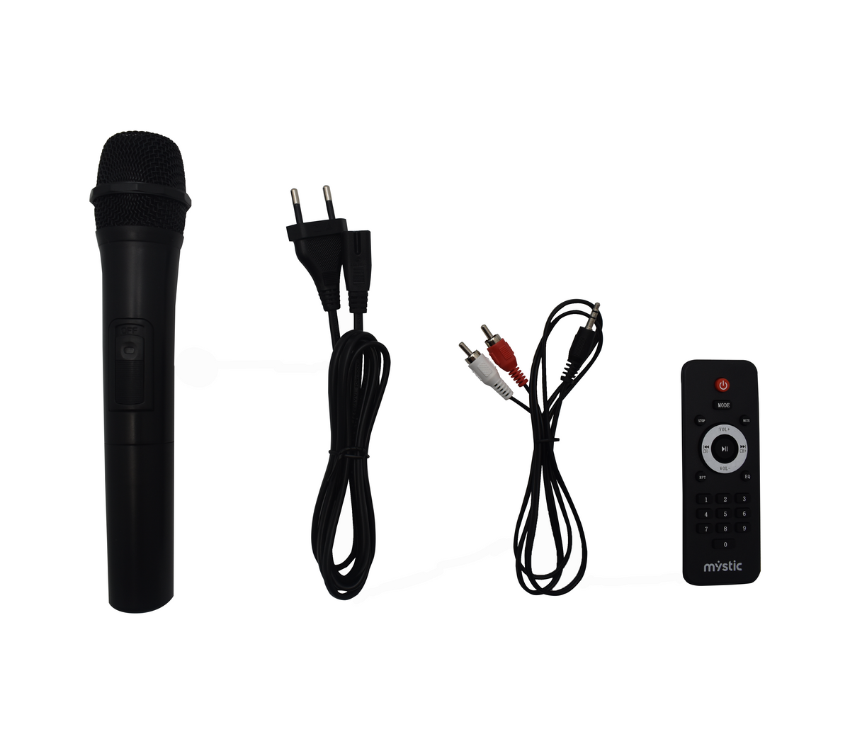 Corneta recargable 12" 30W tipo maleta con micrófono inalámbrico Mystic